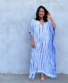 MALA handworks Eva Kaftan in White and Blue Tie Dye