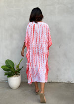 MALA handworks  Eva Kaftan in White and Orange Tie Dye