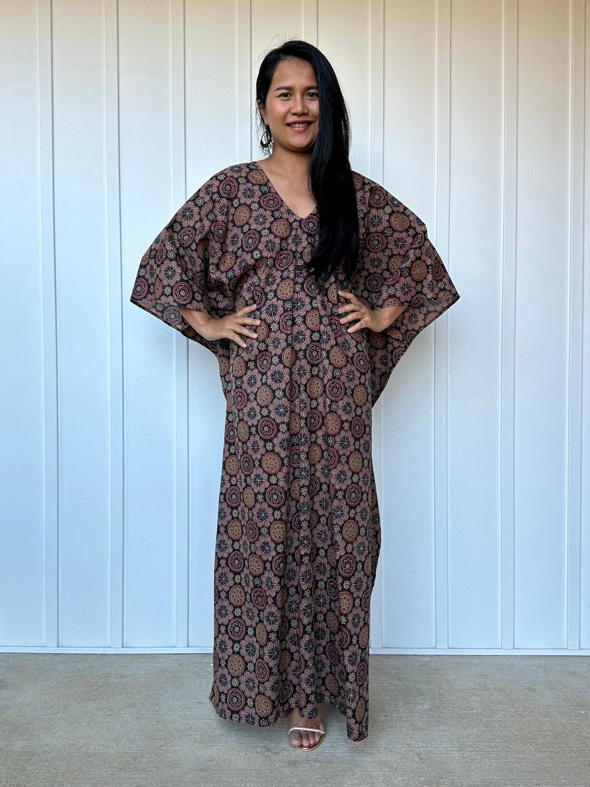 MALA handworks  Evelyn Kaftan in Black and Abstract Pattern