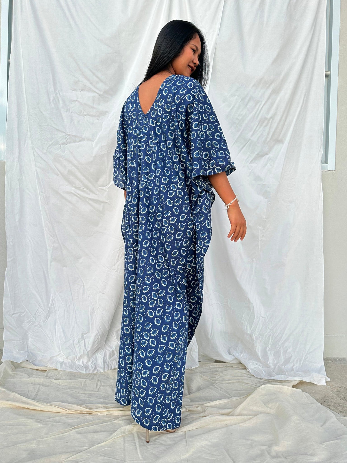 MALA handworks  56 Evelyn Kaftan in Black and White Pattern