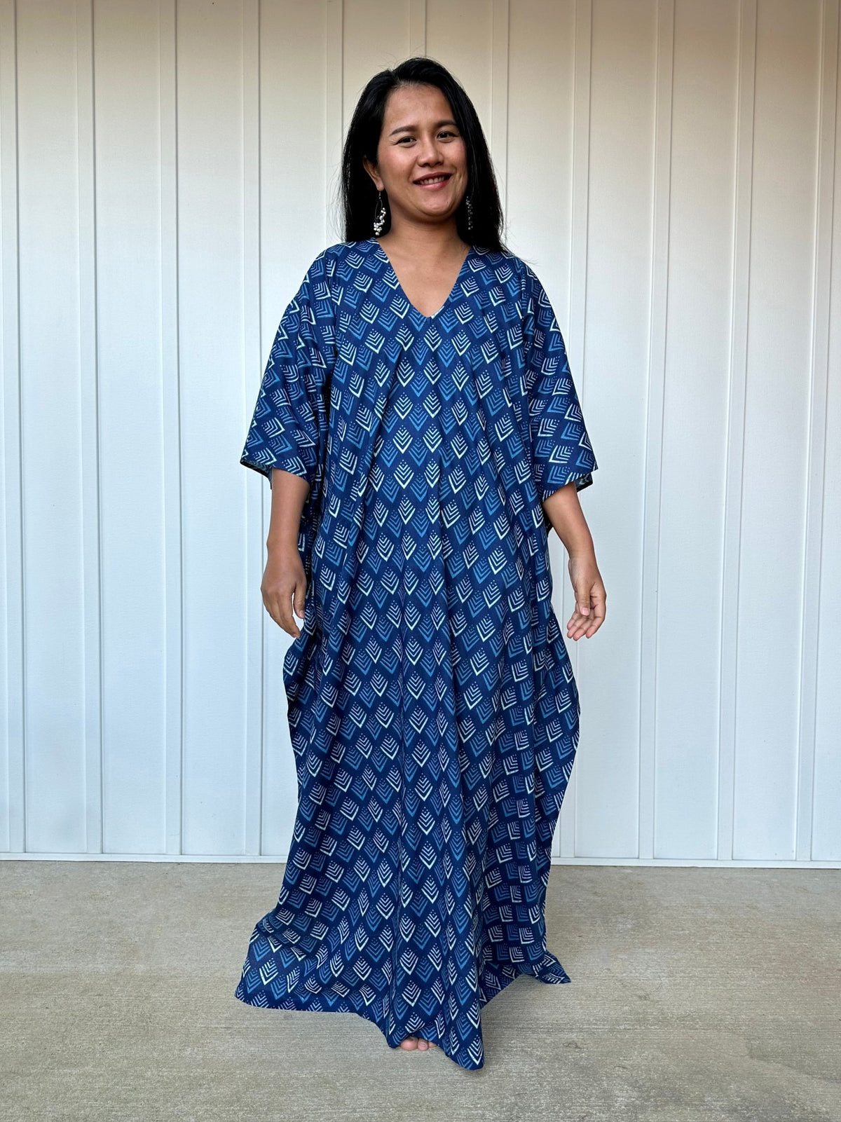 MALA handworks  Evelyn Kaftan in Blue and Abstract Pattern