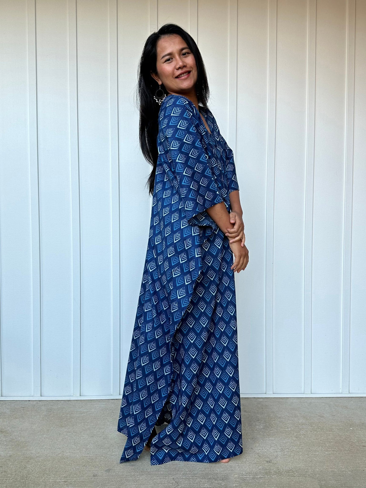 MALA handworks  Evelyn Kaftan in Blue and Abstract Pattern