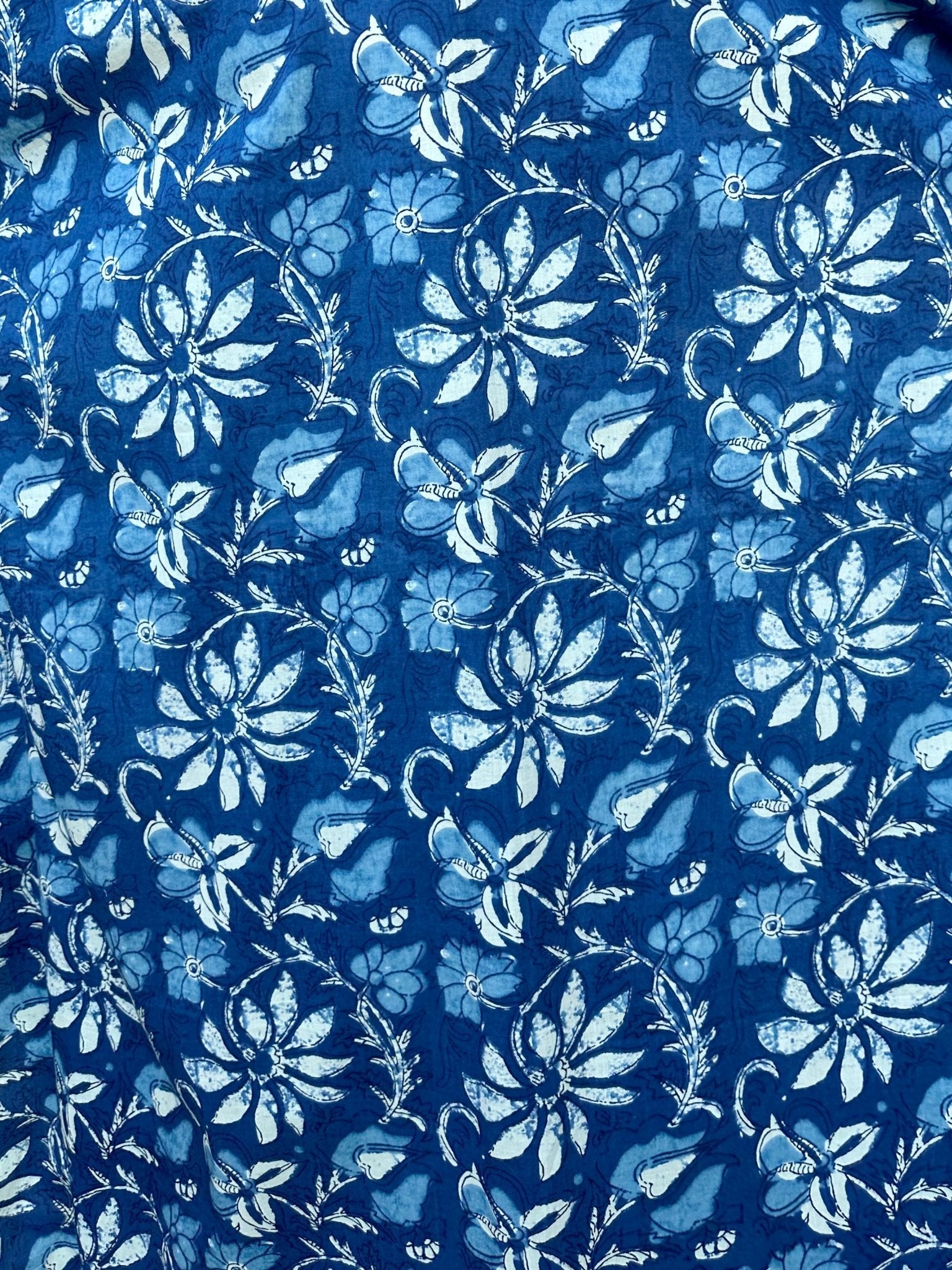 MALA handworks  Evelyn Kaftan in Blue and Floral Pattern