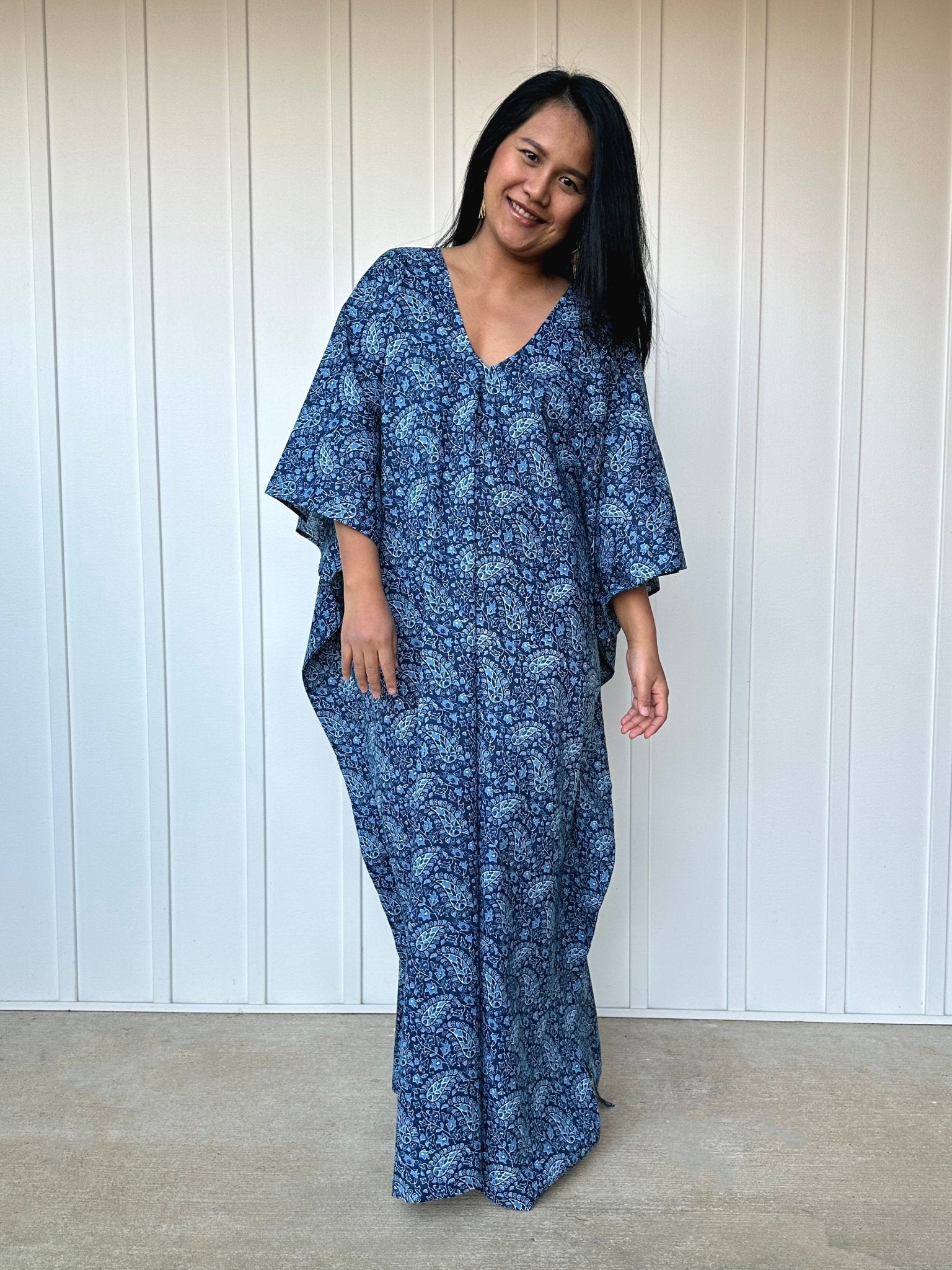 MALA handworks  56 Evelyn Kaftan in Blue Pattern