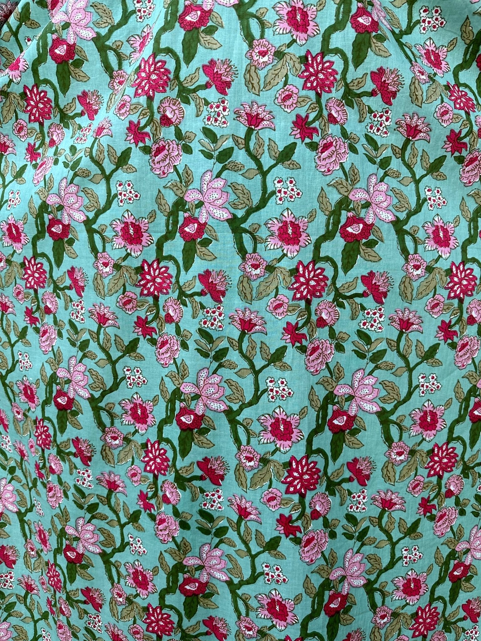 MALA handworks Evelyn Kaftan in Green and Floral Pattern