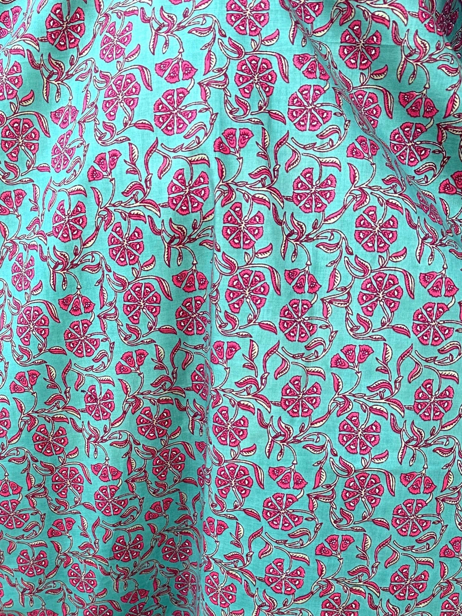 MALA handworks  Evelyn Kaftan in Green and Floral Pattern