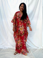 MALA handworks  56 Evelyn Kaftan in Red and Floral Pattern