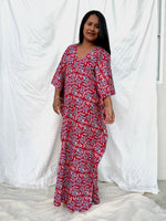 MALA handworks  56 Evelyn Kaftan in Red and Floral Pattern