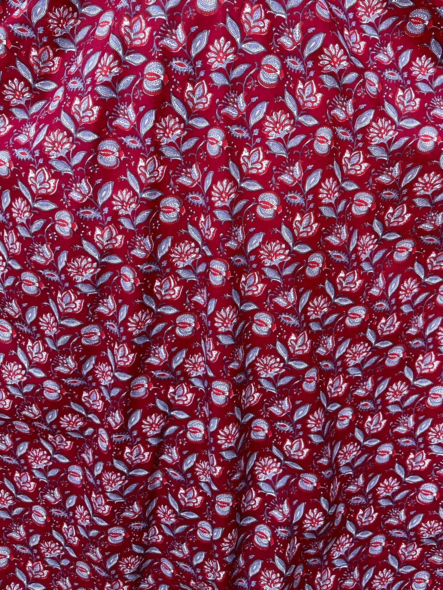 MALA handworks  Evelyn Kaftan in Red and Floral Pattern