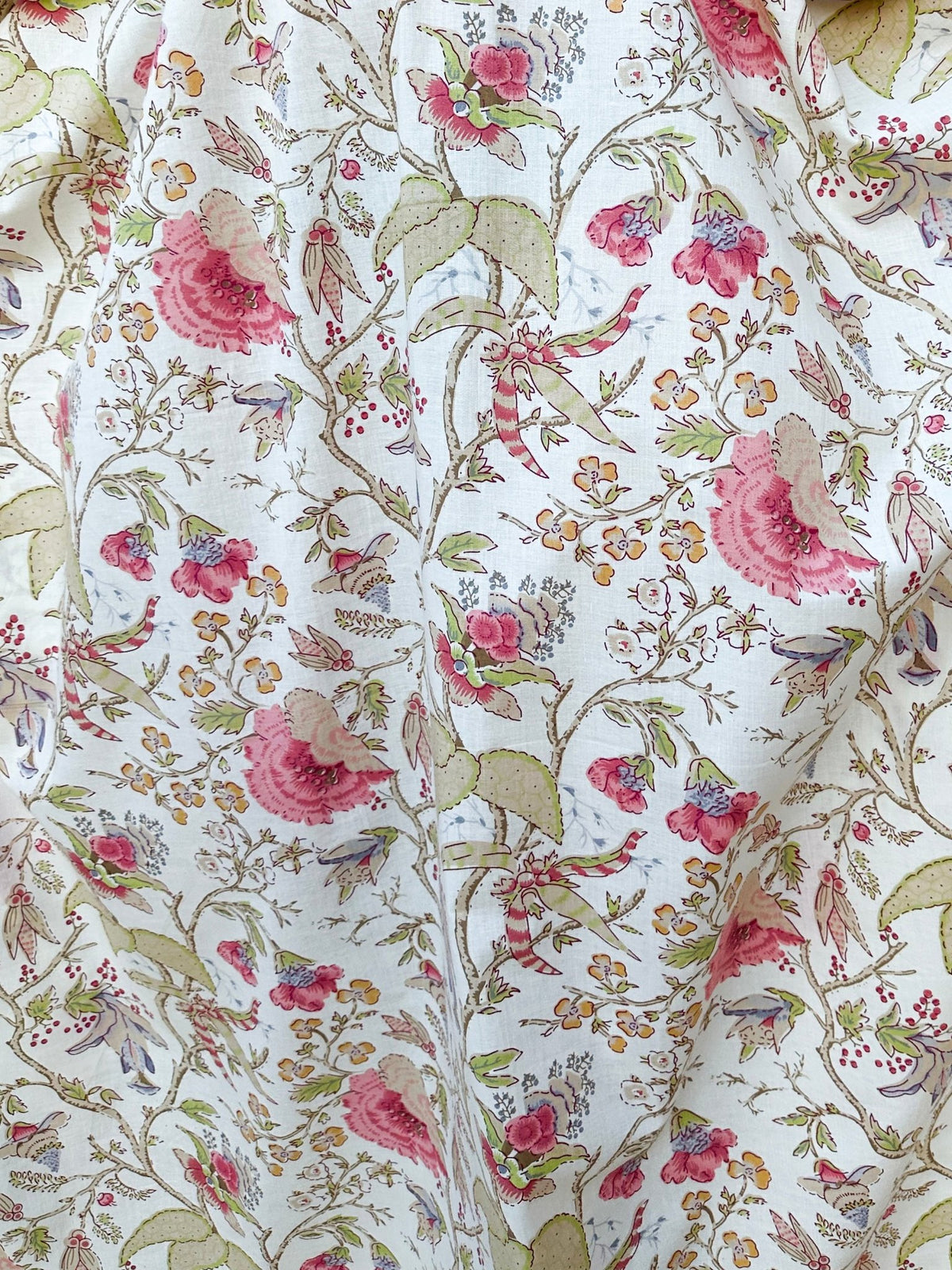 MALA handworks  56 Evelyn Kaftan in White and Floral Pattern