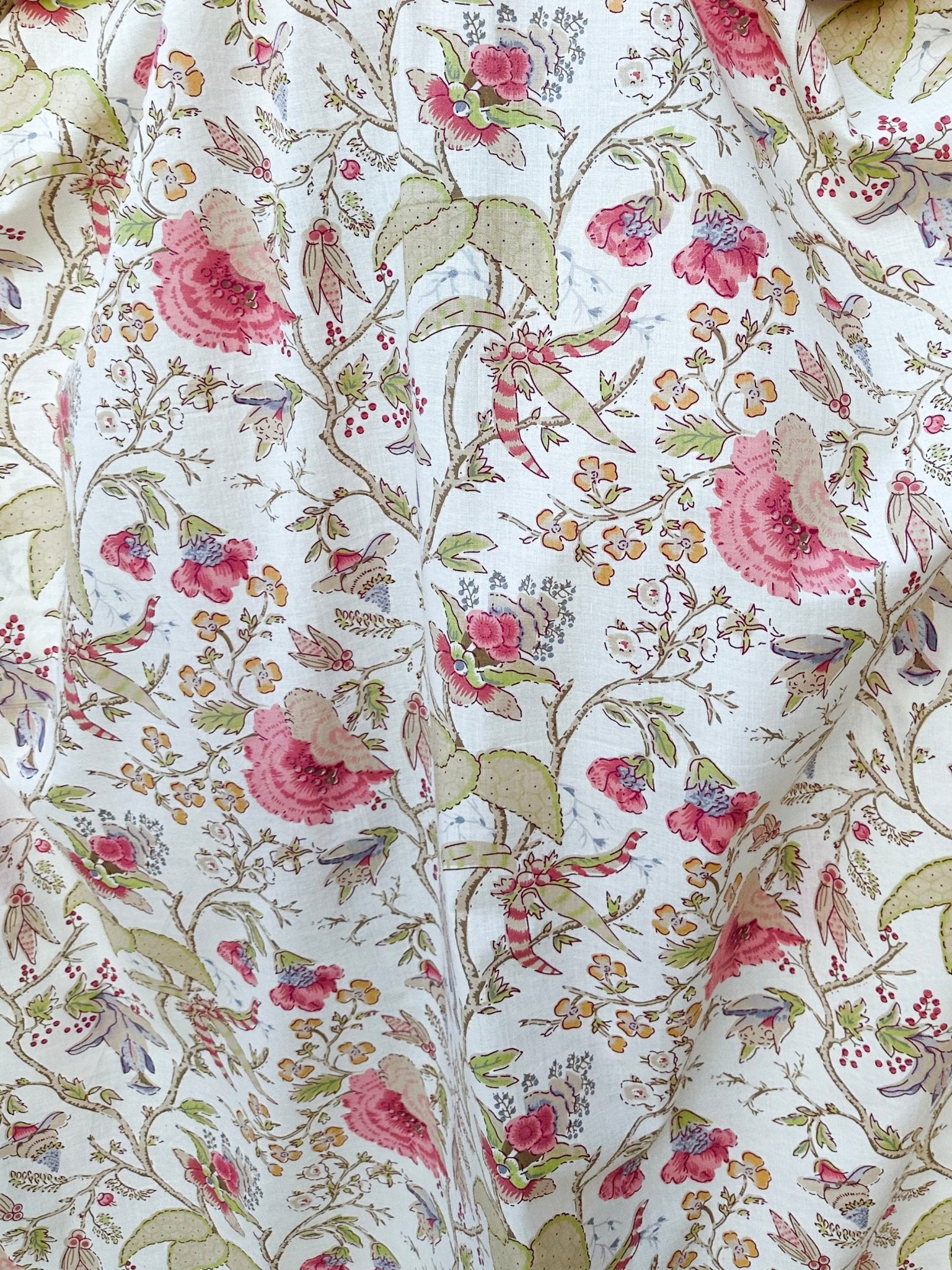 MALA handworks  56 Evelyn Kaftan in White and Floral Pattern