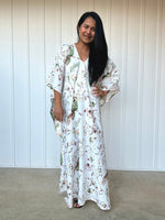 MALA handworks  56 Evelyn Kaftan in White and Floral Pattern