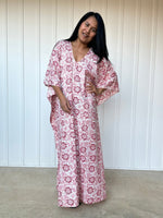 MALA handworks  56 Evelyn Kaftan in White and Floral Pattern