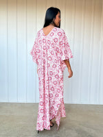 MALA handworks  56 Evelyn Kaftan in White and Floral Pattern