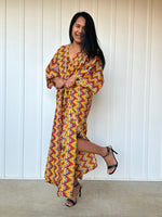 MALA handworks  56 Evelyn Kaftan in Yellow and Abstract Pattern