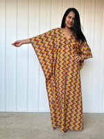 MALA handworks  56 Evelyn Kaftan in Yellow and Abstract Pattern