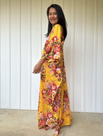 MALA handworks  56 Evelyn Kaftan in Yellow and Floral Pattern