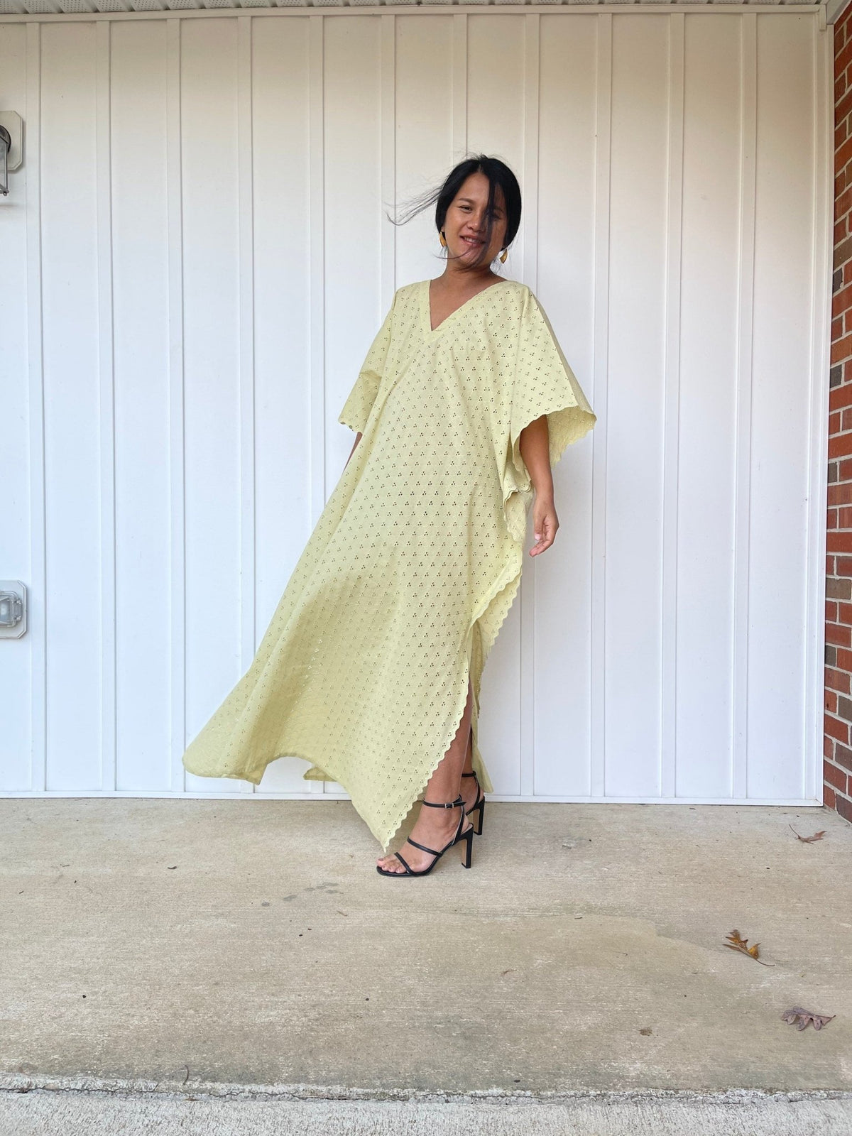 MALA handworks  Evelyn Kaftan in Yellow and Lace