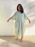 MALA handworks  Evelyn semi sheer Kaftan in Light Green with Pockets - Limited Edition