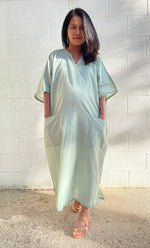 MALA handworks  Evelyn semi sheer Kaftan in Light Green with Pockets - Limited Edition