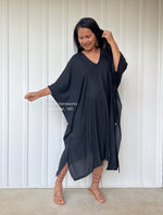 MALA handworks  Fiona Fiona Midi Kaftan in Black