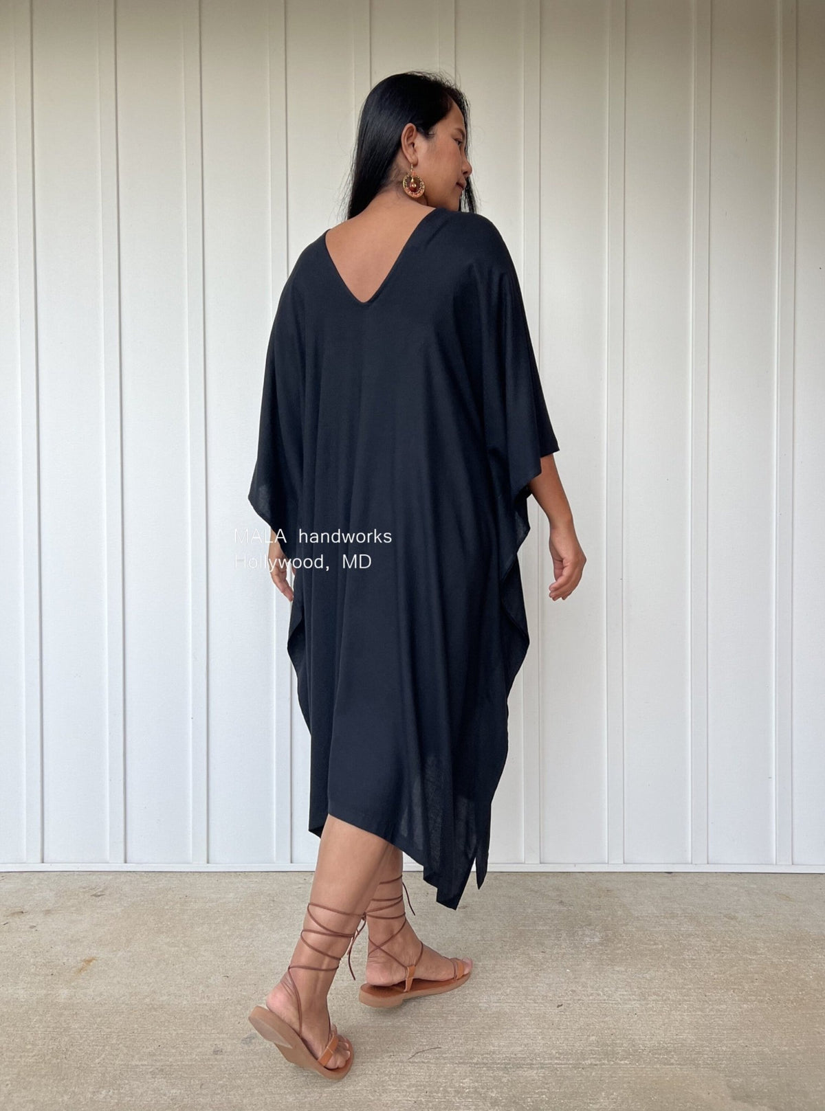MALA handworks  Fiona Fiona Midi Kaftan in Black