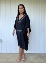 MALA handworks  Fiona Midi Kaftan in Black and Hand Embroidery