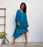 MALA handworks  Fiona Midi Kaftan in Blue Teal