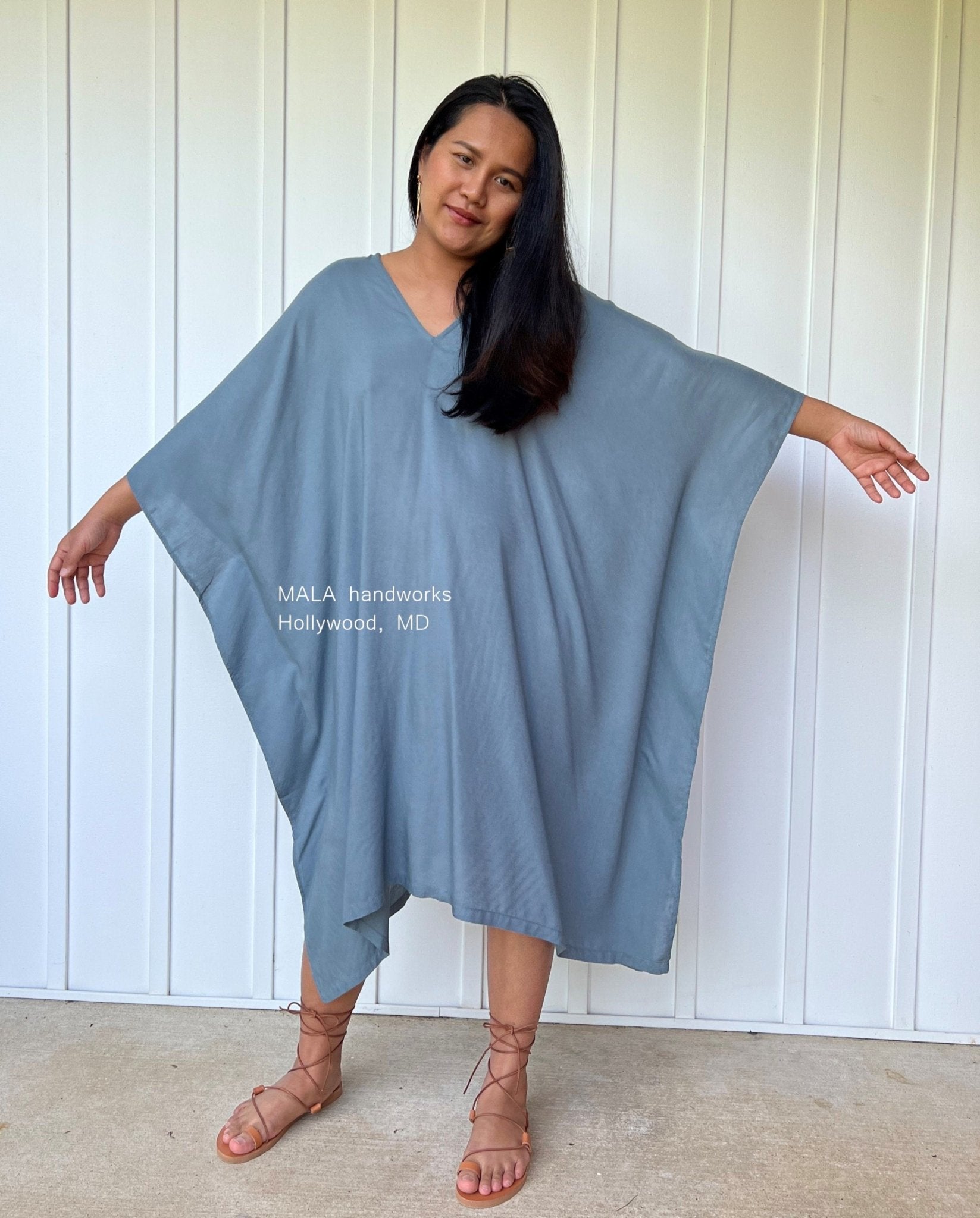 MALA handworks  Fiona Midi Kaftan in Gray