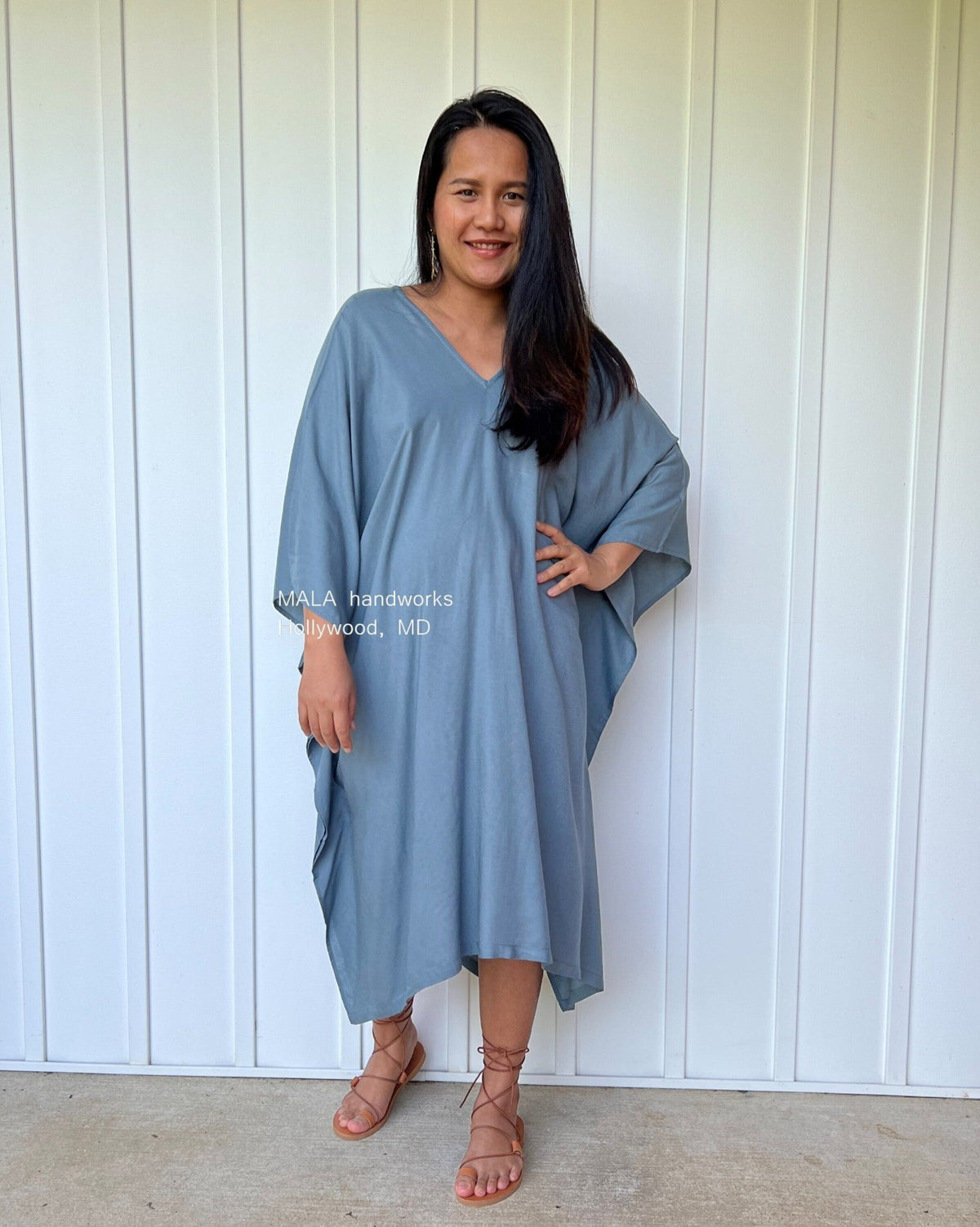 MALA handworks  Fiona Midi Kaftan in Gray