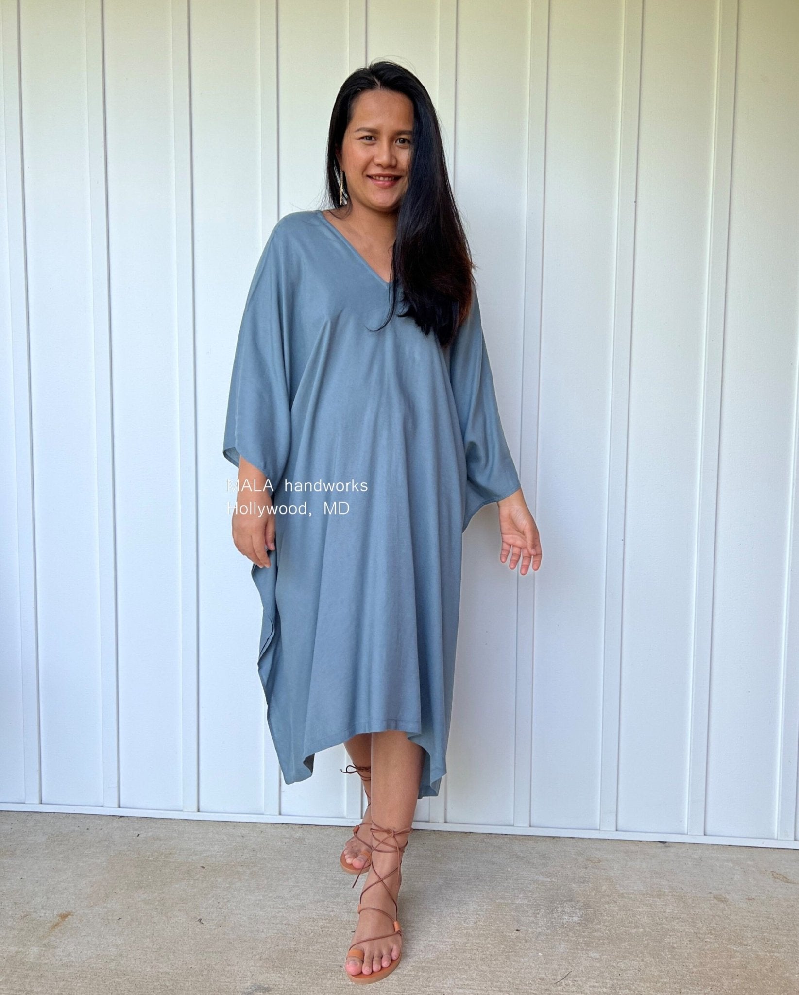 MALA handworks  Fiona Midi Kaftan in Gray