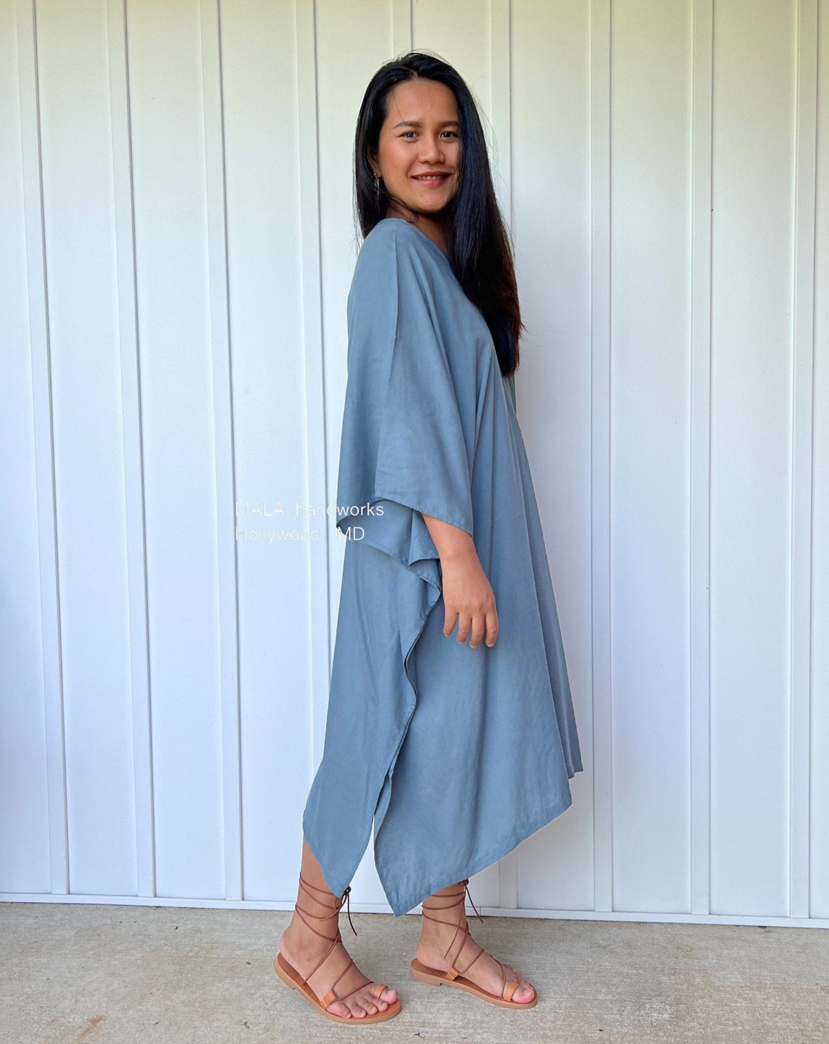 MALA handworks  Fiona Midi Kaftan in Gray
