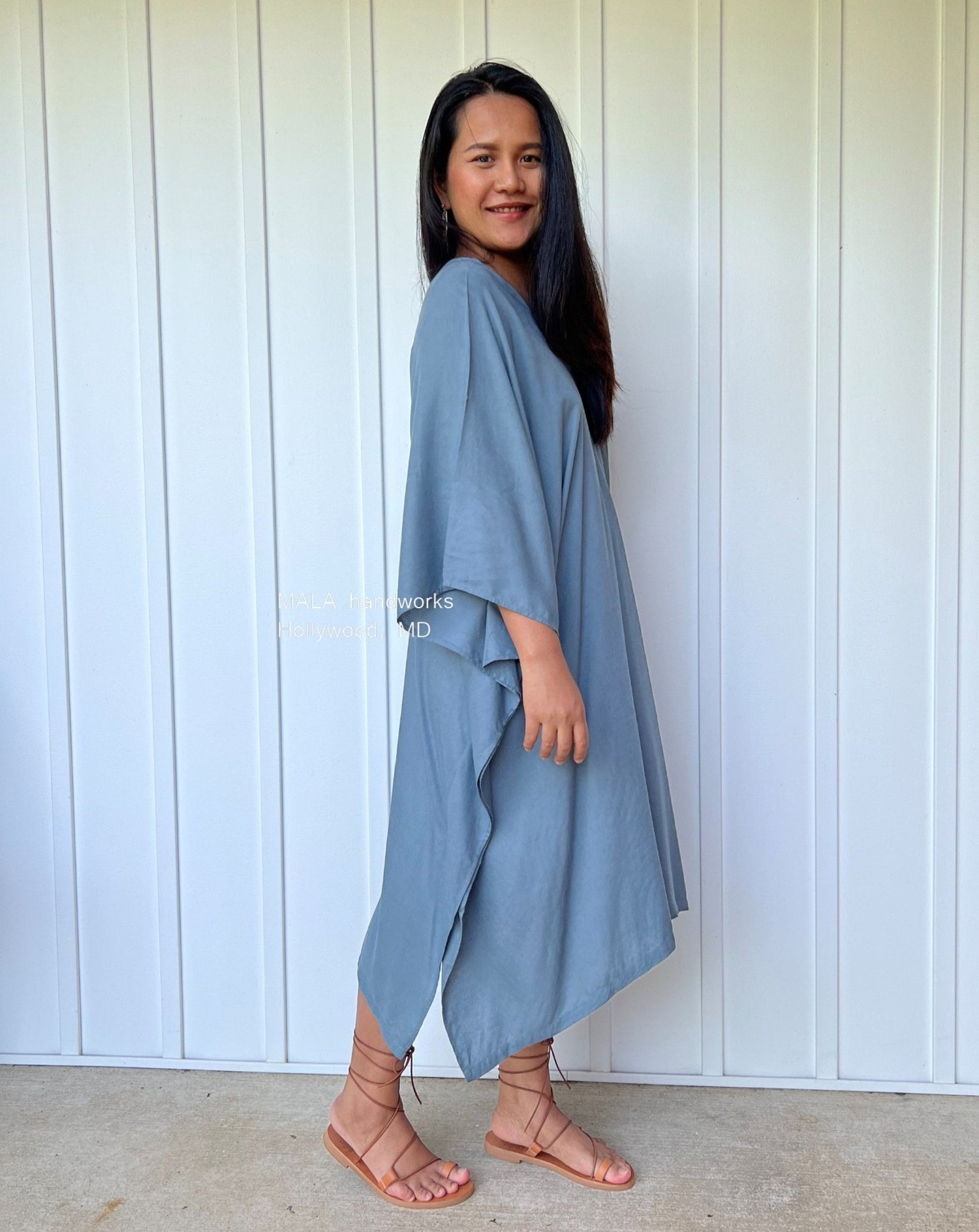 MALA handworks  Fiona Midi Kaftan in Gray