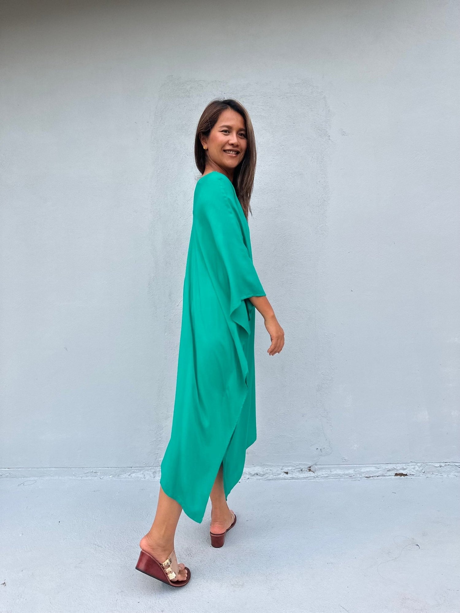 Mala Handworks Fiona Midi Kaftan in Turquoise