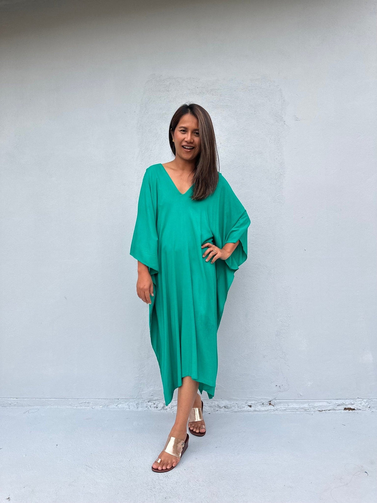 Mala Handworks Fiona Midi Kaftan in Turquoise