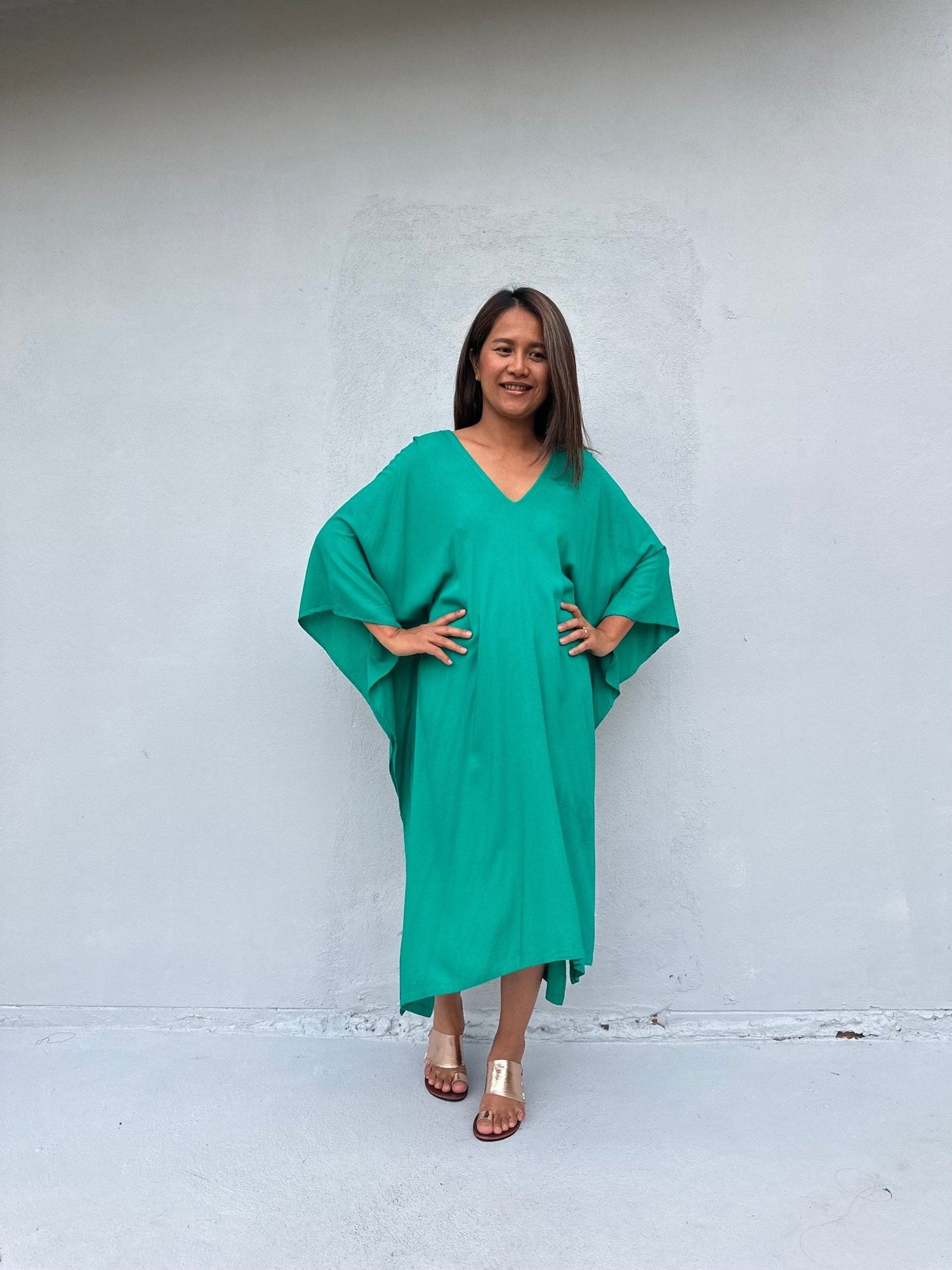 Mala Handworks Fiona Midi Kaftan in Turquoise