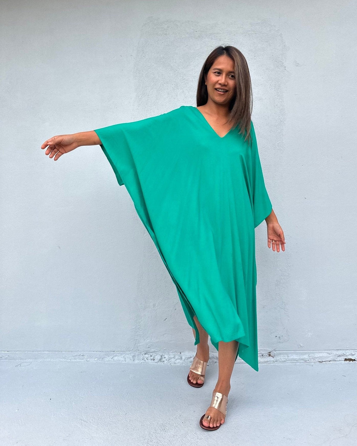 Mala Handworks Fiona Midi Kaftan in Turquoise