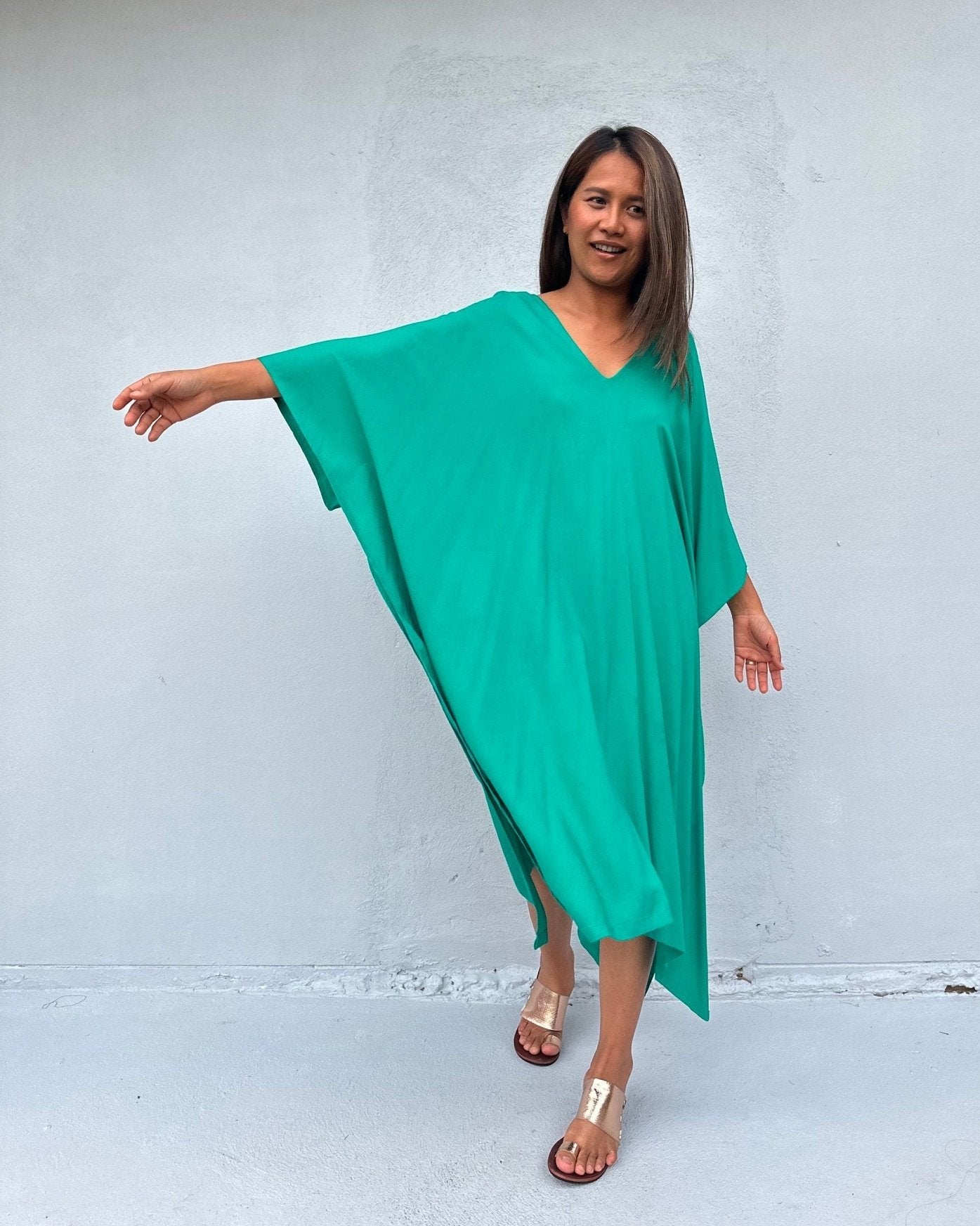 Mala Handworks Fiona Midi Kaftan in Turquoise