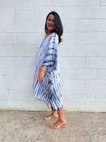 MALA handworks Fiona Midi Kaftan in White and Black Tie Dye