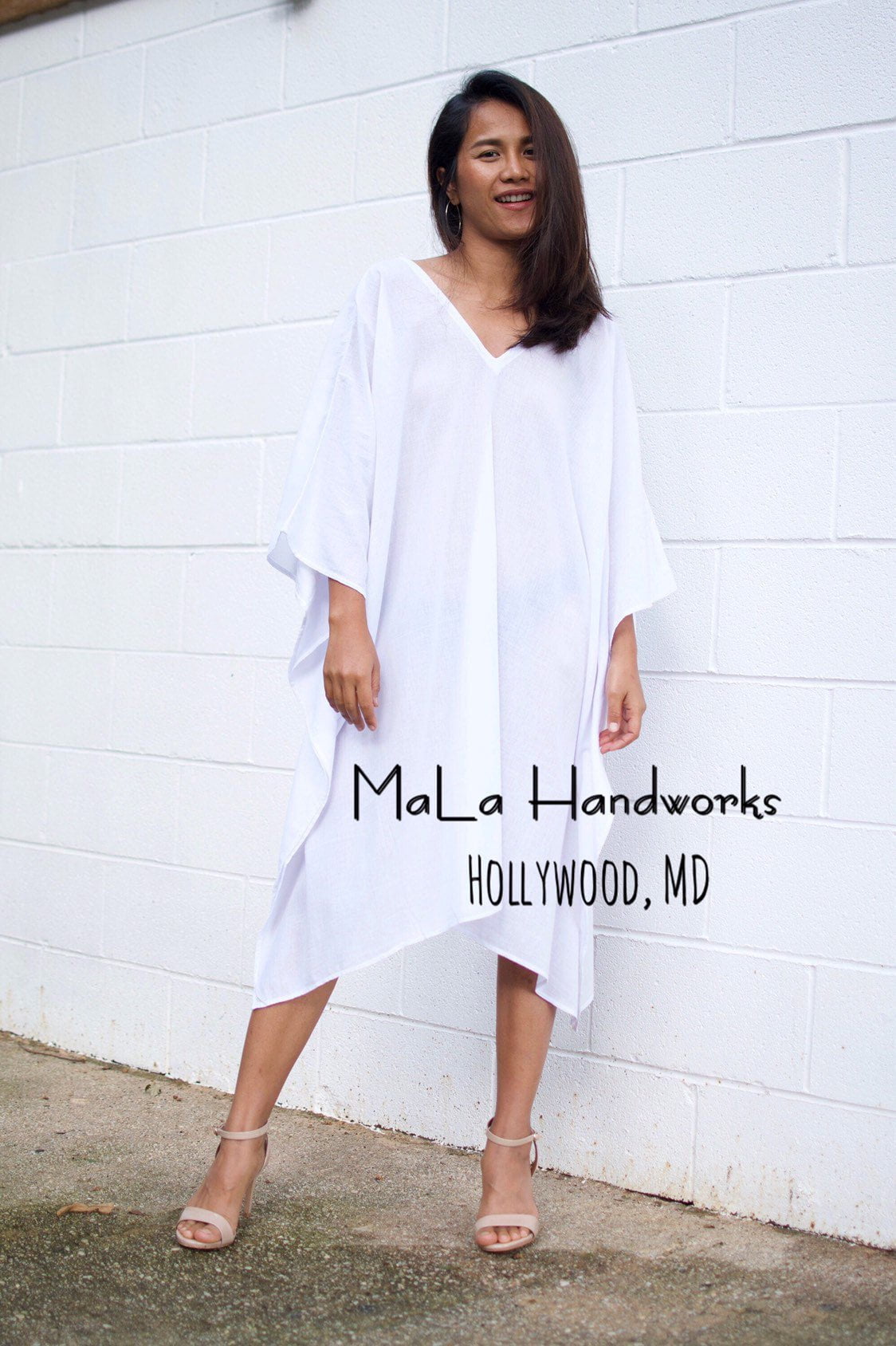 MALA handworks  Flora Midi Kaftan in White