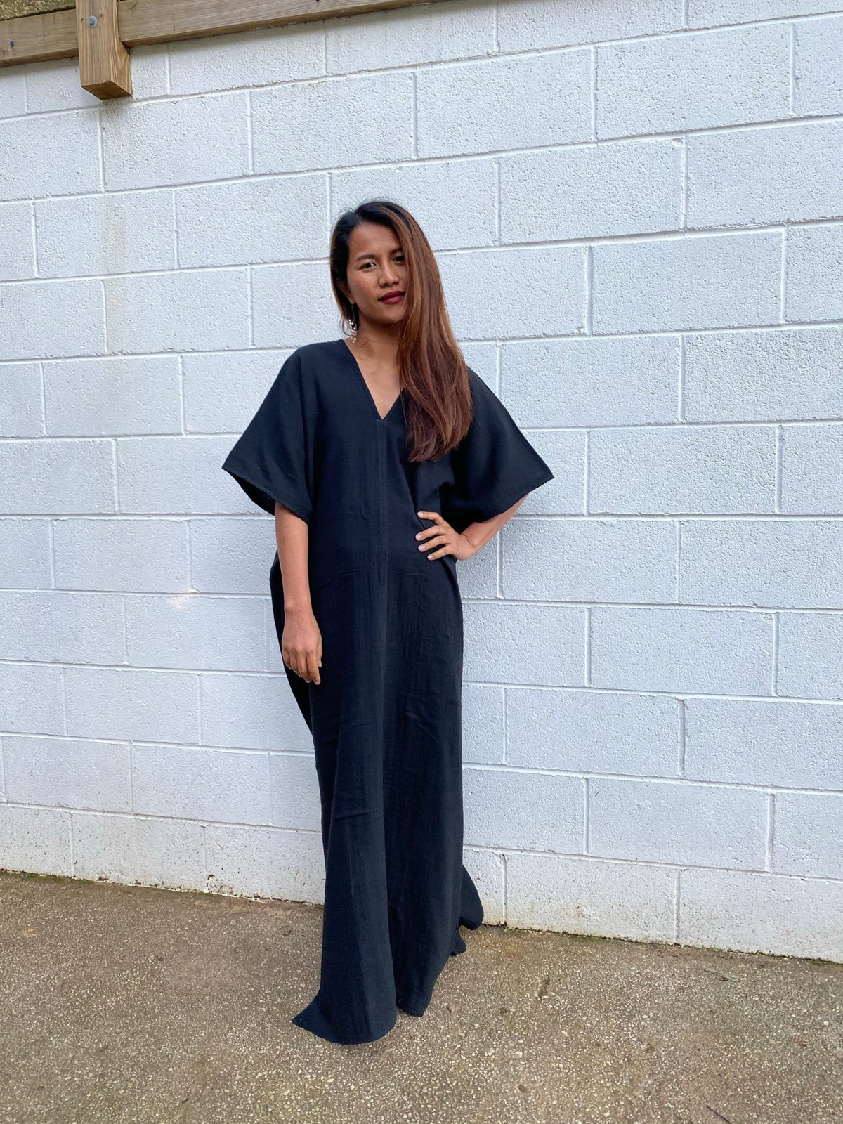 MALA handworks Gloria Double Gauze Cotton Kaftan in Black