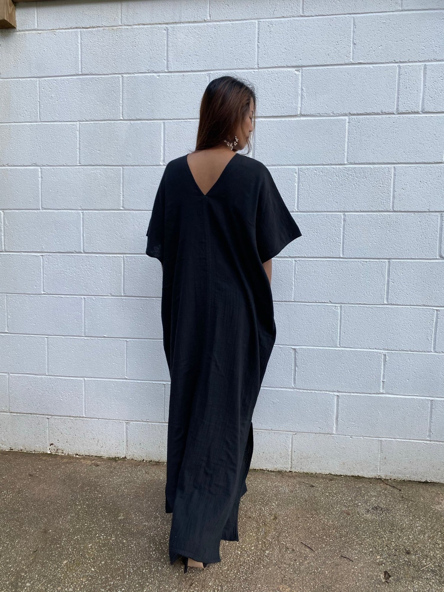 MALA handworks Gloria Double Gauze Cotton Kaftan in Black