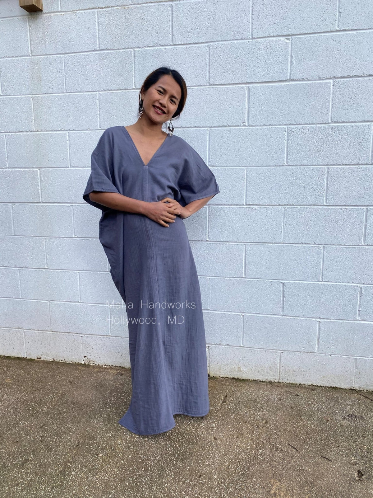 MALA handworks  Gloria Double Gauze Cotton Kaftan in Gray