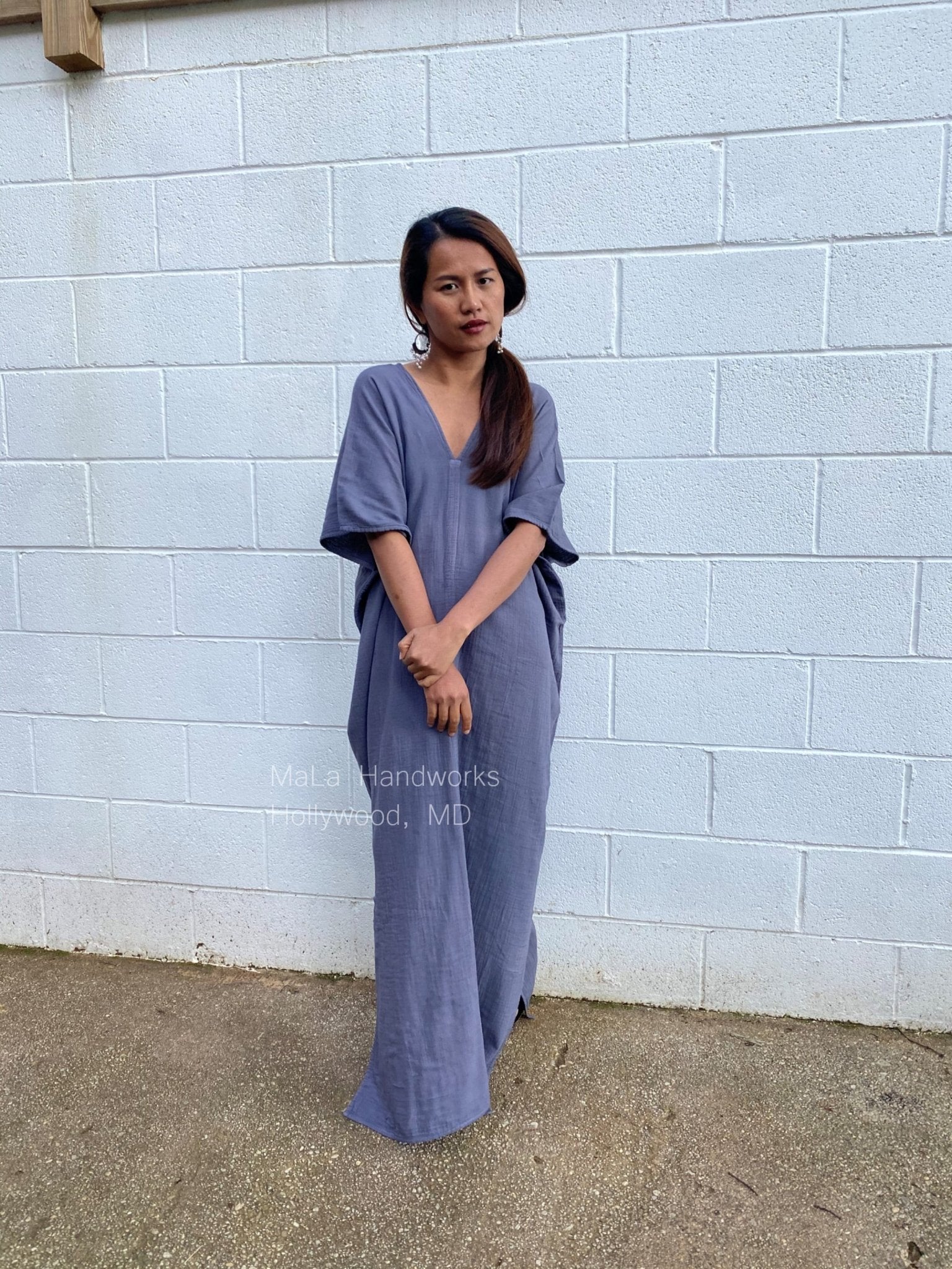 MALA handworks  Gloria Double Gauze Cotton Kaftan in Gray