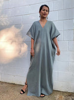 MALA handworks Gloria Double Gauze Cotton Kaftan in Green Sage