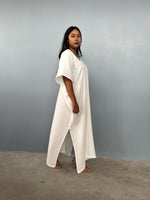 Gloria Double Gauze Cotton Kaftan in Natural White - Mala Handworks