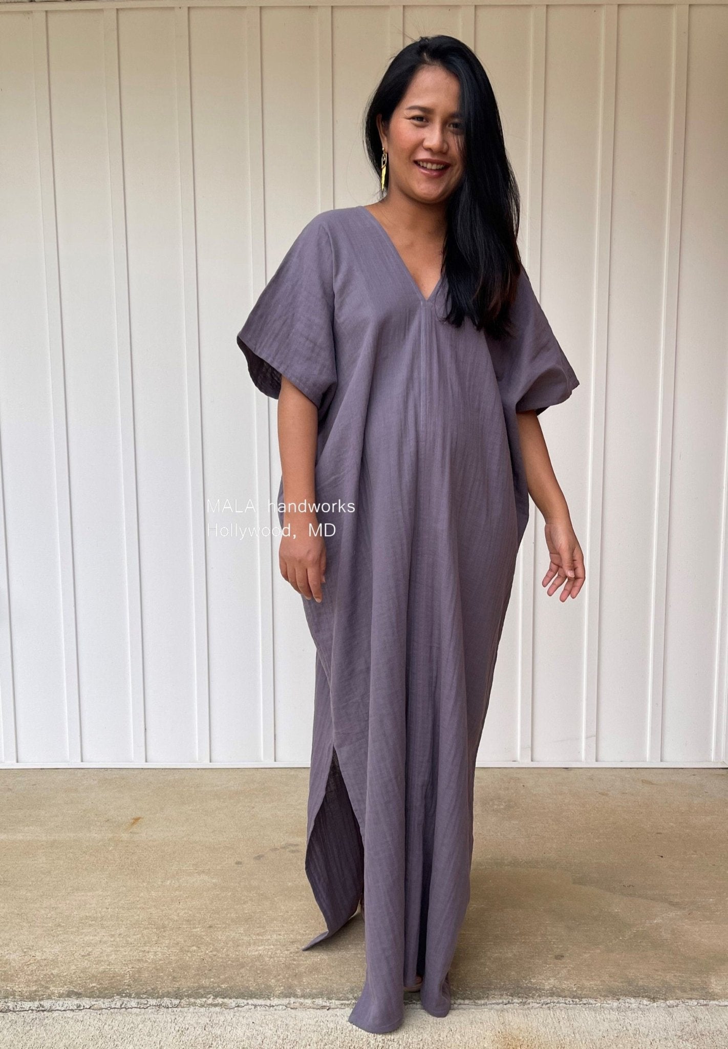MALA handworks  Gloria Double Gauze Cotton Kaftan in Purple Lavender
