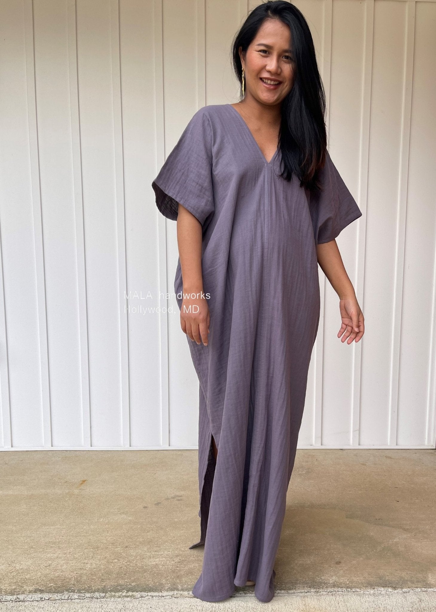 MALA handworks  Gloria Double Gauze Cotton Kaftan in Purple Lavender