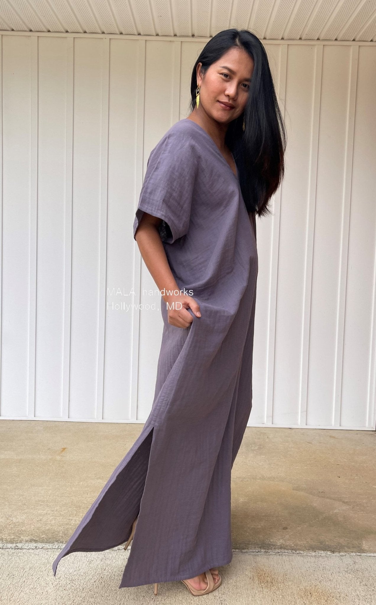 MALA handworks  Gloria Double Gauze Cotton Kaftan in Purple Lavender