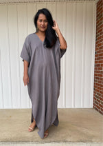 MALA handworks Grace Double Gauze Cotton Kaftan in Fossil Gray